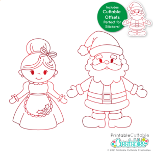 Single Line Santa and Mrs Claus SVG File