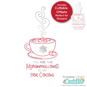 Single Line Marshmallows and Hot Cocoa SVG File