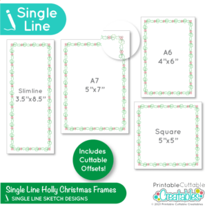 Single Line Holly Christmas Frames SVG File