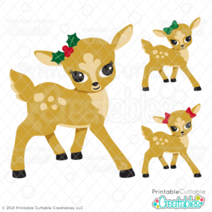 Cute Girl Reindeer SVG Cutting Files & Clipart