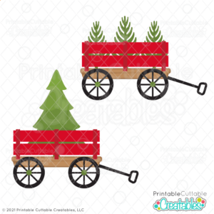 Red Wagon Christmas Tree SVG File
