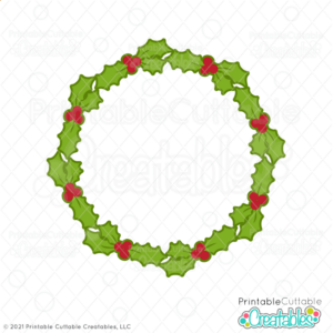 Holly Wreath Circle Frame Free SVG File