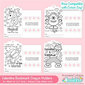 Valentine Bookmark Crayon Holder SVG Files