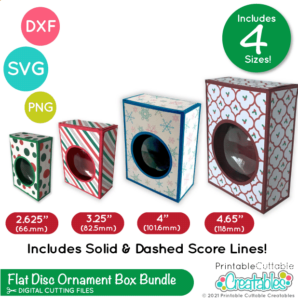 Flat Disc Ornament Box SVG Bundle
