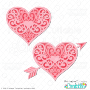 Layered Valentine Hearts Free SVG Files