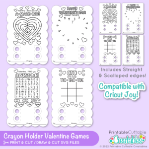 Crayon Holder Valentine Games SVG Files