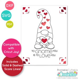 Heart Gnome Insert Card SVG File