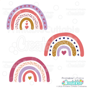 Hearts Boho Rainbow Free SVG File