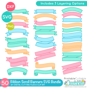 Ribbon Scroll Banners SVG File Bundle