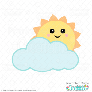 Cute Sun and Cloud SVG Cut File