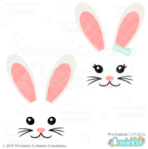 Girl & Boy Easter Bunny Face Free SVG Cut File