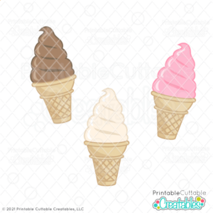 Soft Serve Ice Cream Cone Cuttable SVG File & Clipart