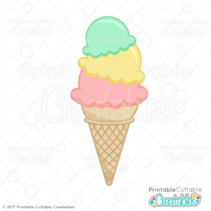 3 Scoop Ice Cream Cone SVG File