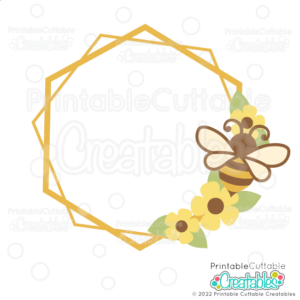 Bee Hexagon Monogram Frame SVG File