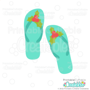 Tropical Christmas Holly Flip Flops SVG Freebie