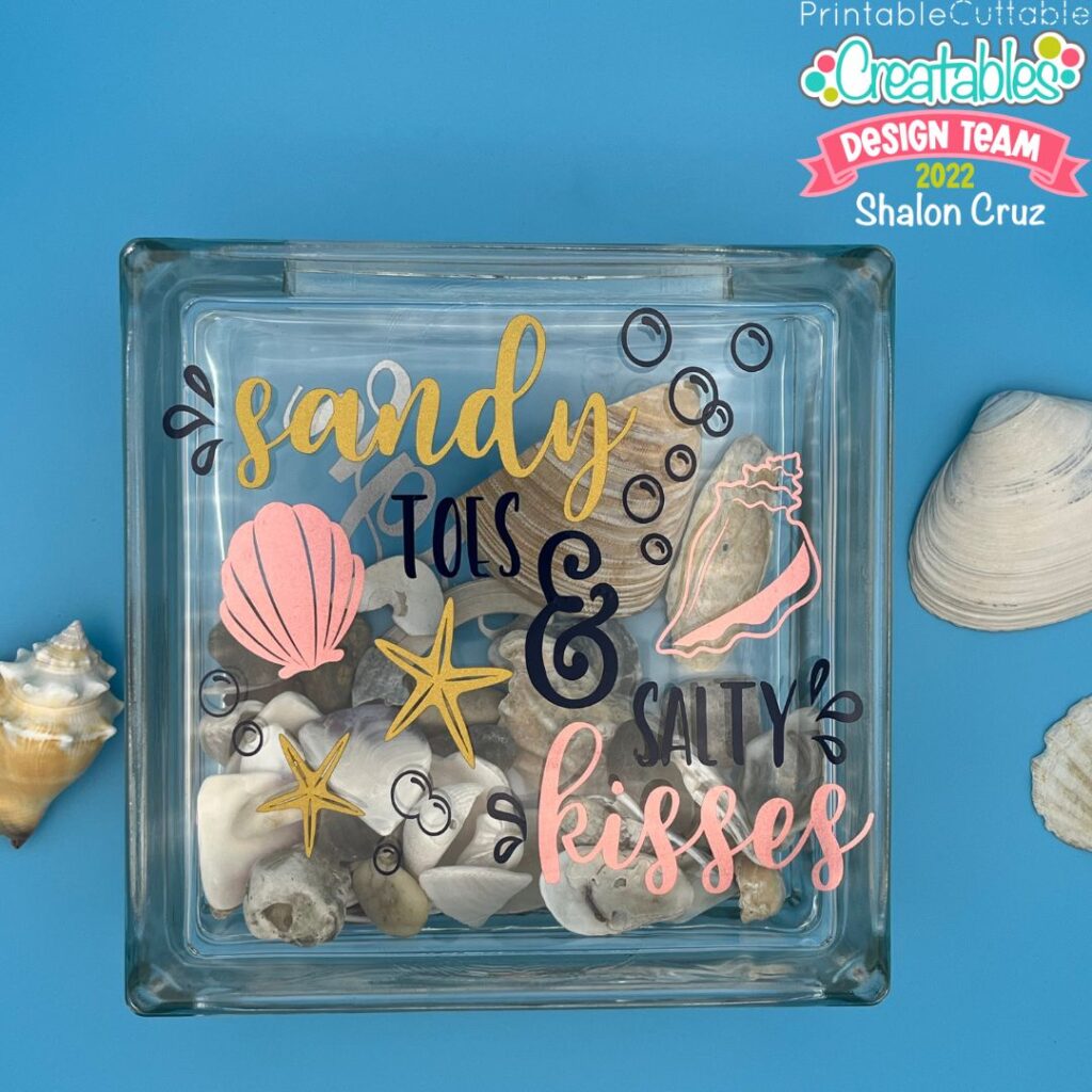 Seashell Keepsake Glass Block 3 Seashell Keepsake Glass Block