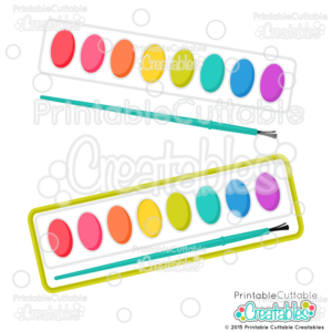 Watercolor Paints Set SVG Cut File & Clipart