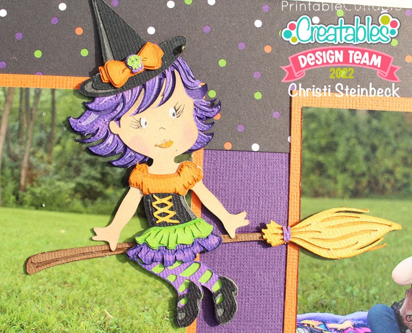 Wickedly Cute Halloween Scrapbook Layout 9 Cute Witch Paper Piecing SVG File