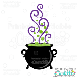 Halloween Witch Cauldron SVG Cut File & Clipart