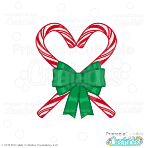 Candy Cane Heart SVG Cutting File and Clipart