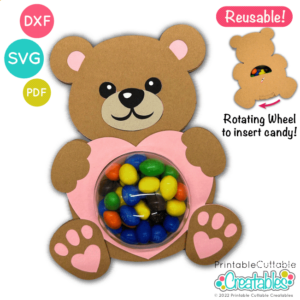 Valentine Bear Dome Candy Holder SVG File