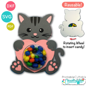 Valentine Cat Dome Candy Holder SVG File
