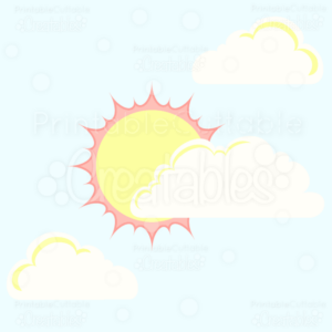 Sun & Clouds SVG Cuts & Clipart