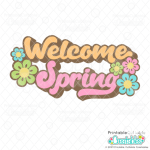 Welcome Spring Retro Free SVG File