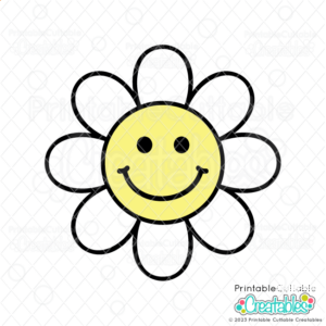 Retro Smile Flower Free SVG File