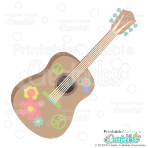Hippie Guitar Retro SVG File
