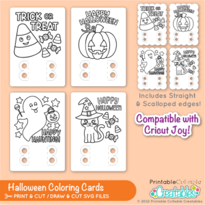 Halloween Crayon Holder Coloring Cards SVG Files