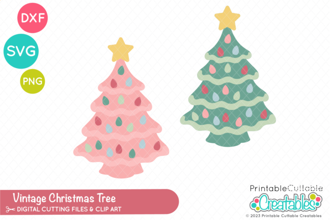 Vintage Christmas Tree SVG File for Cricut and Silhouette