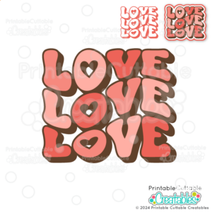 LOVE Retro Wavy SVG File Freebie