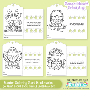 Easter Coloring Card Bookmarks SVG Files
