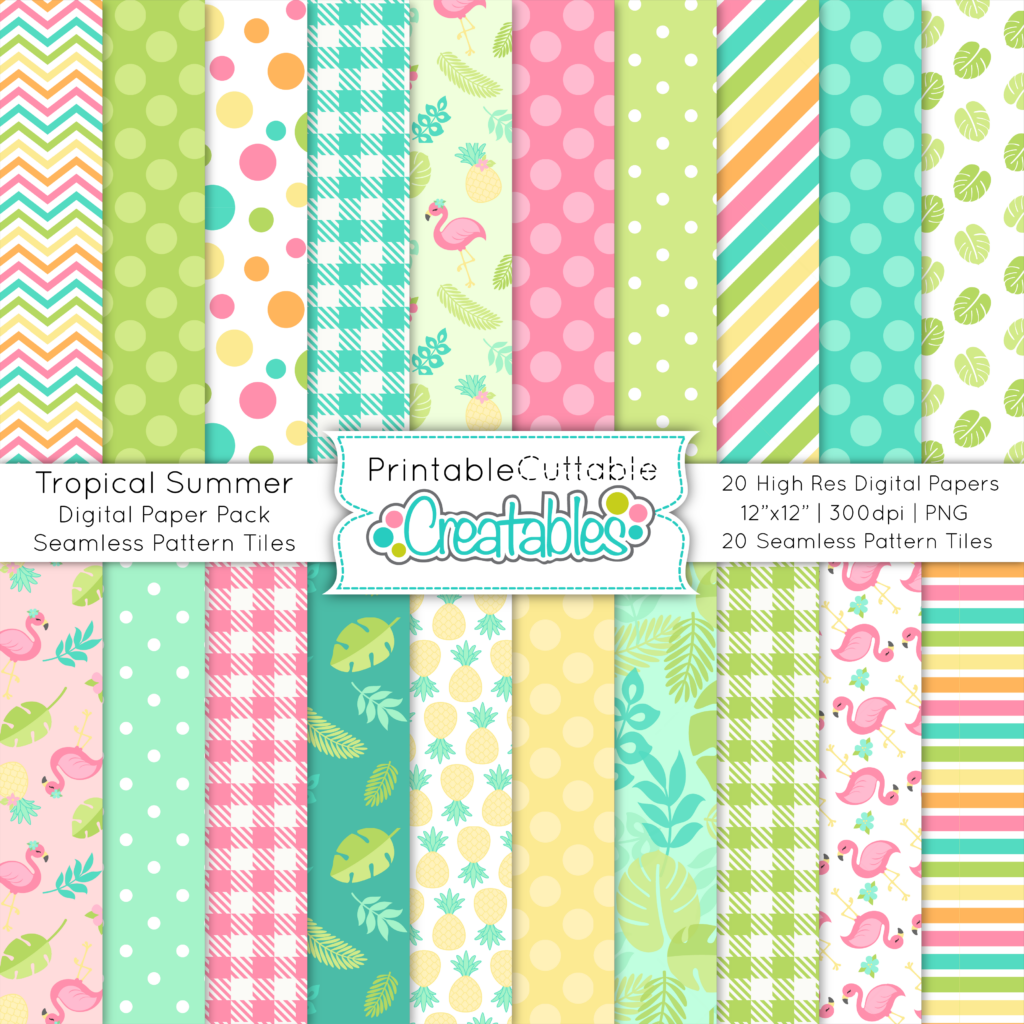 Tropical Summer Digital Paper Pack