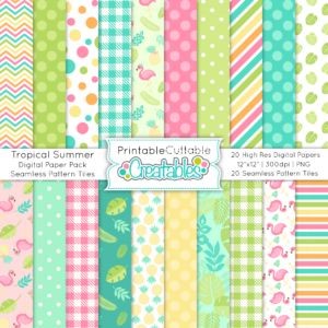 Tropical Summer Digital Paper Pack