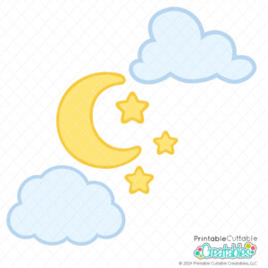 Moon and Stars SVG File