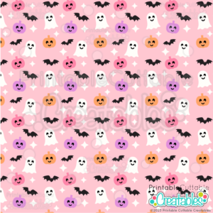 Cute Halloween Digital Paper Pink