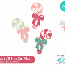 Candy Cane SVG Free Cut Files for Cricut and Silhouette
