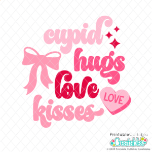 Cupid Hugs Love Kisses Valentine SVG Free