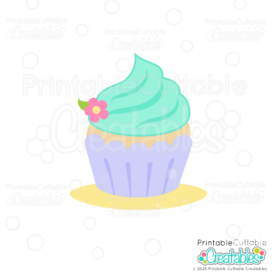 Sweet Flower Cupcake Cuttable SVG File & Clipart