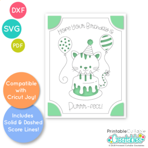 Cute Cat Birthday Insert Card SVG File