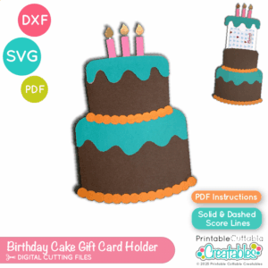 Birthday Cake Gift Card Holder SVG File