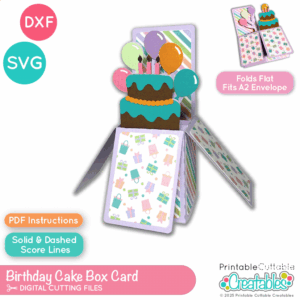 Birthday Cake Box Card SVG File for Cricut and Silhouette