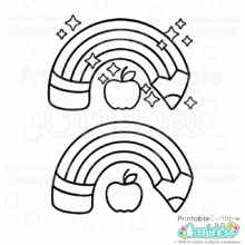 Rainbow Pencil Outline SVG File