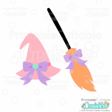 Coquette Witch Hat & Broom SVG Files
