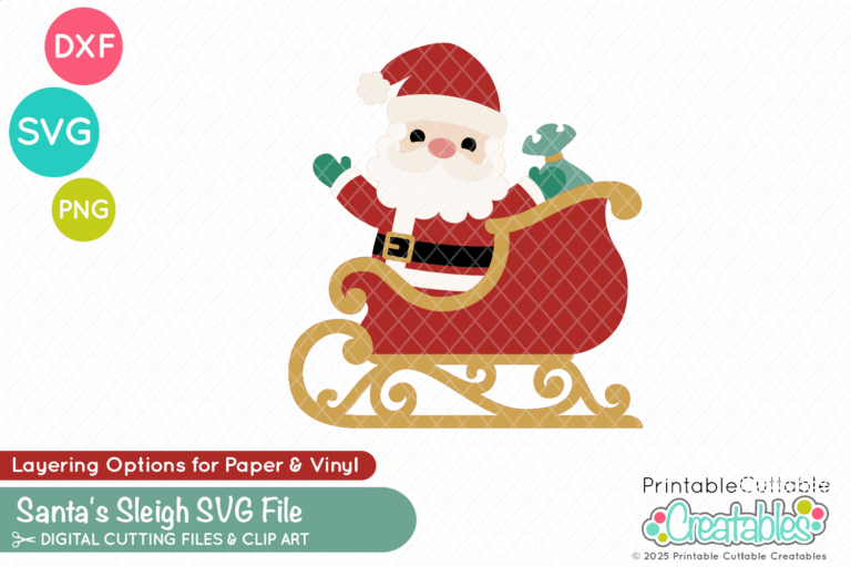 Santa's Sleigh SVG File for Cricut and Silhouette crafting
