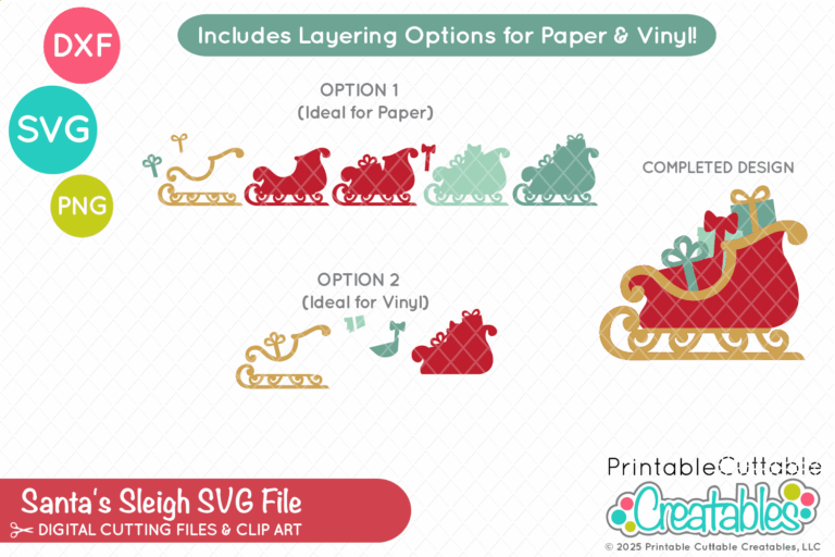 Santa's Sleigh SVG File for Cricut and Silhouette crafting