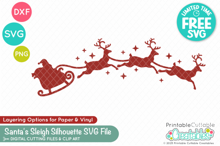 Santa's Sleigh Silhouette SVG File for Cricut crafting