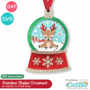 Reindeer Snow Globe Shaker Ornament SVG File for Cricut and Silhouette crafts